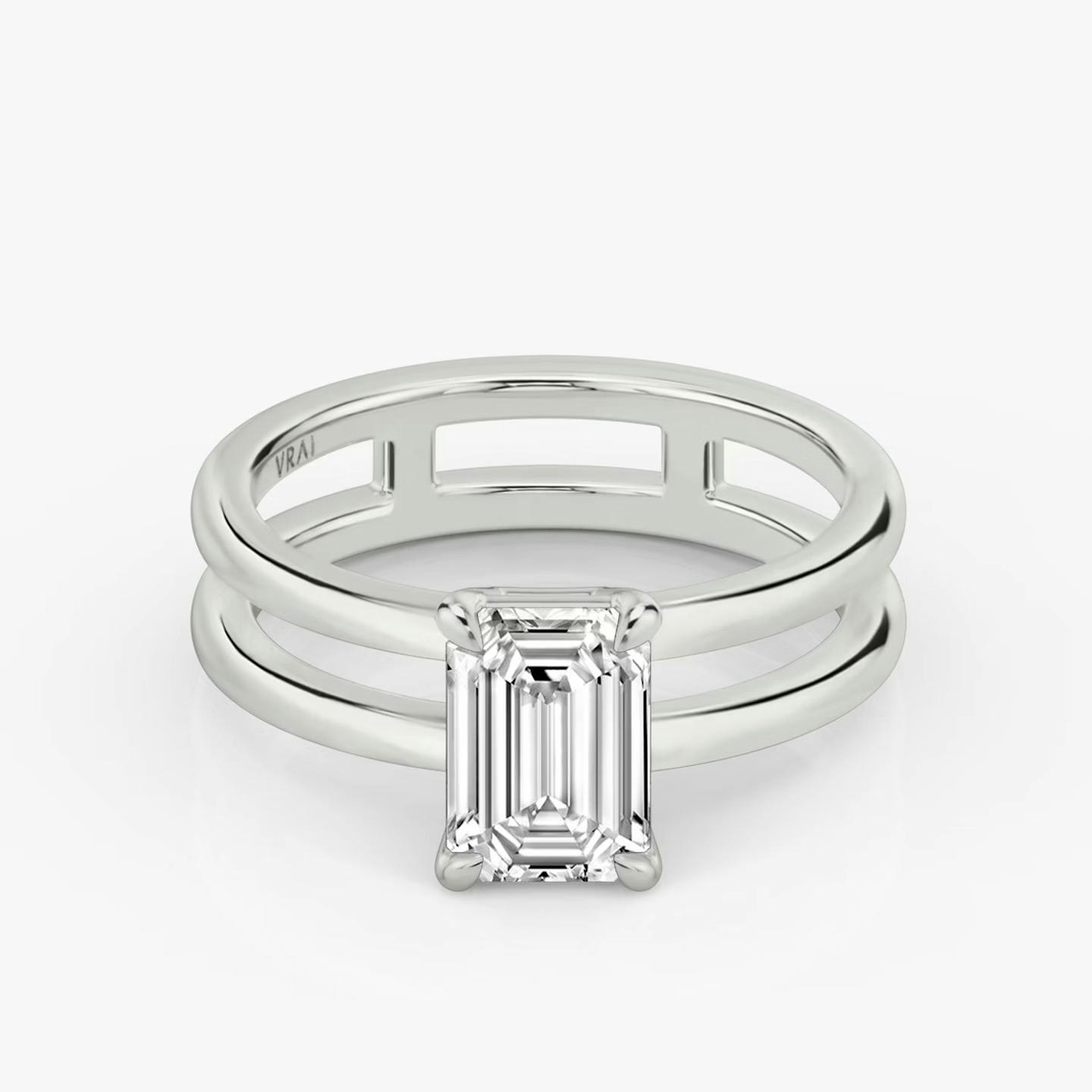The Double Band | Emerald | 18k | 18k White Gold | Band: Plain | Diamond orientation: vertical | Carat weight: See full inventory