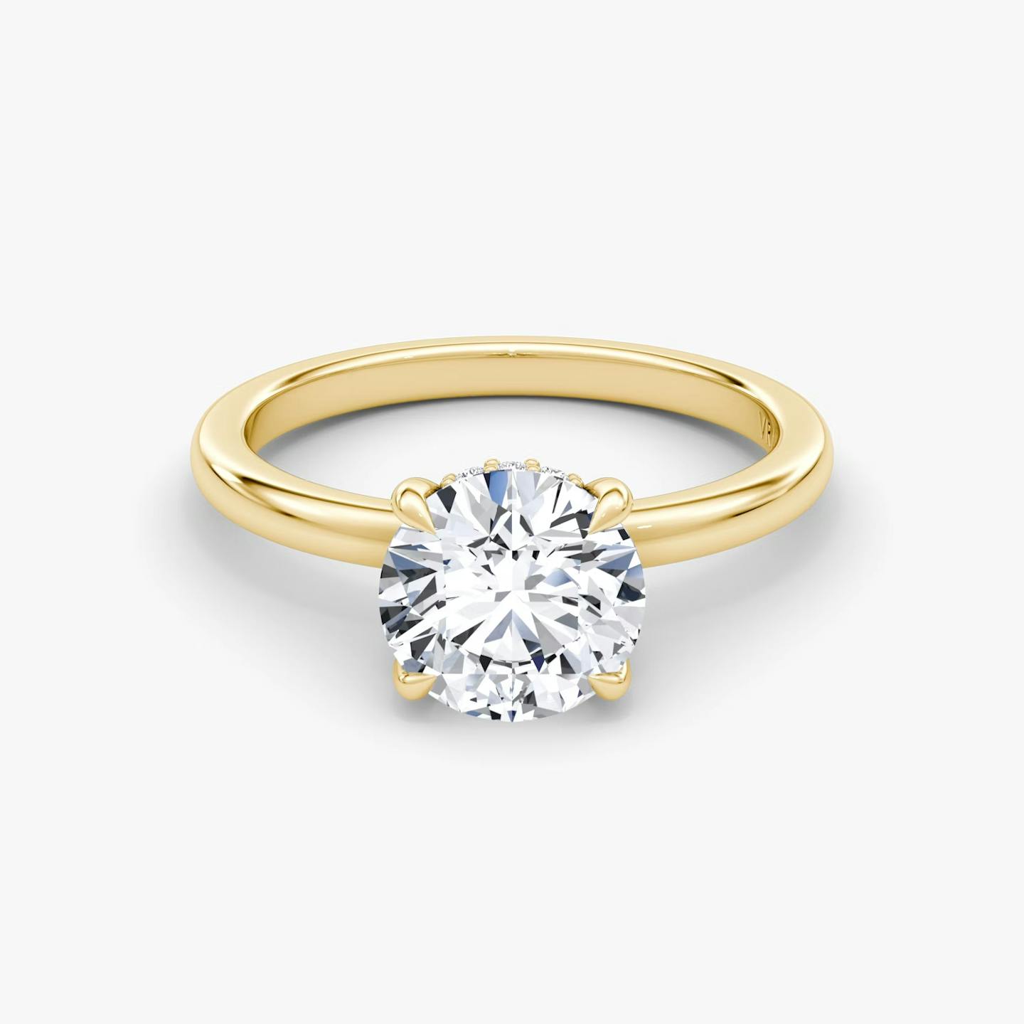 The Floating Solitaire | Round Brilliant | 18k | 18k Yellow Gold | Band: Plain | Carat weight: 1 | Diamond orientation: vertical